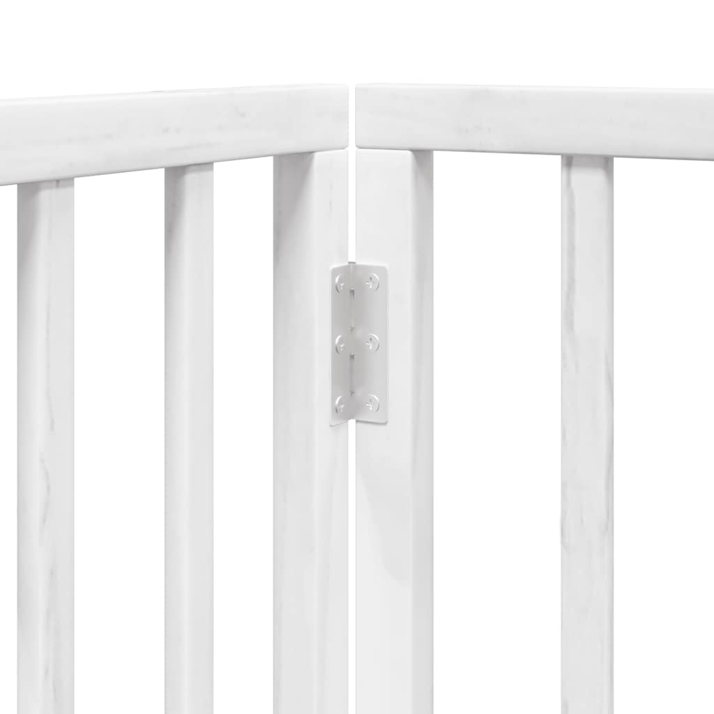 Poartă câini pliabilă cu ușă 8 panouri, alb, 640 cm, lemn plop GartenMobel Dekor
