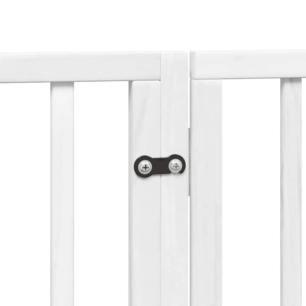 Poartă câini pliabilă cu ușă 8 panouri, alb, 640 cm, lemn plop GartenMobel Dekor