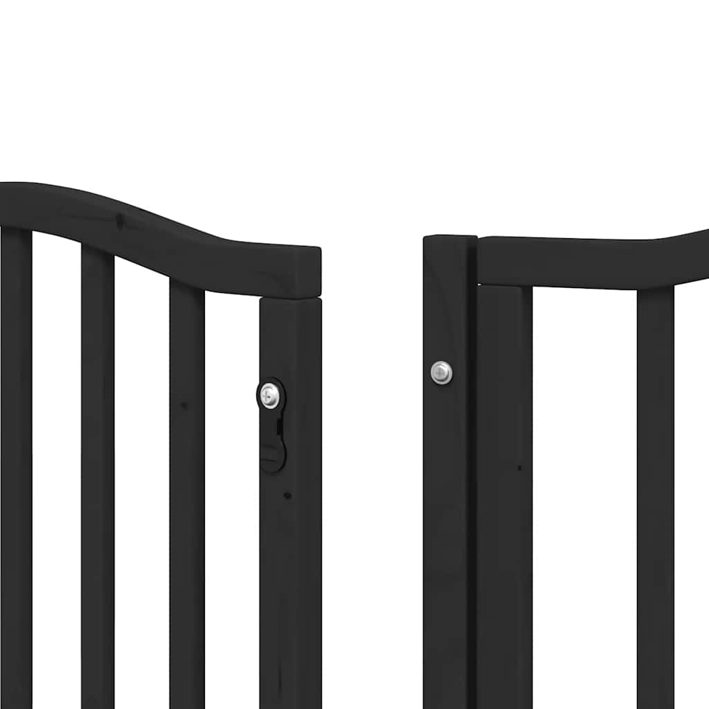 Poartă câini pliabilă cu ușă 9 panouri negru, 450 cm, lemn plop GartenMobel Dekor