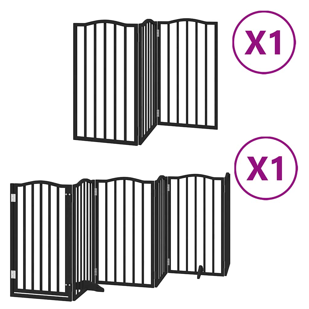 Poartă câini pliabilă cu ușă 9 panouri negru, 450 cm, lemn plop GartenMobel Dekor