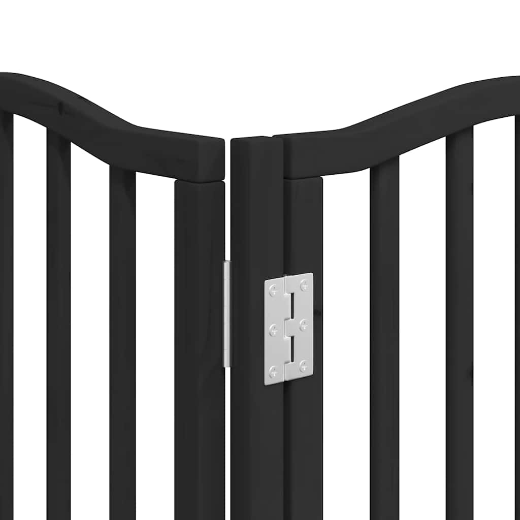 Poartă câini pliabilă cu ușă 9 panouri negru, 450 cm, lemn plop GartenMobel Dekor