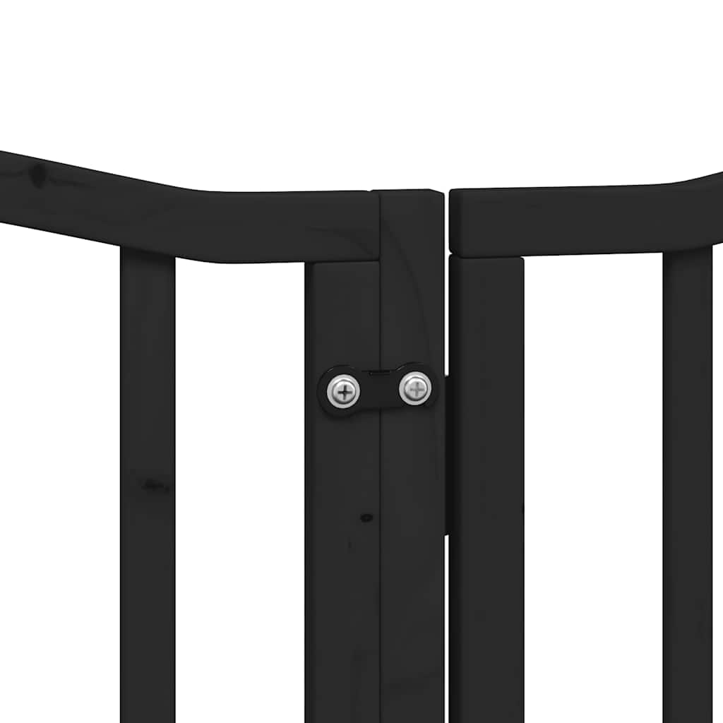 Poartă câini pliabilă cu ușă 9 panouri negru, 450 cm, lemn plop GartenMobel Dekor