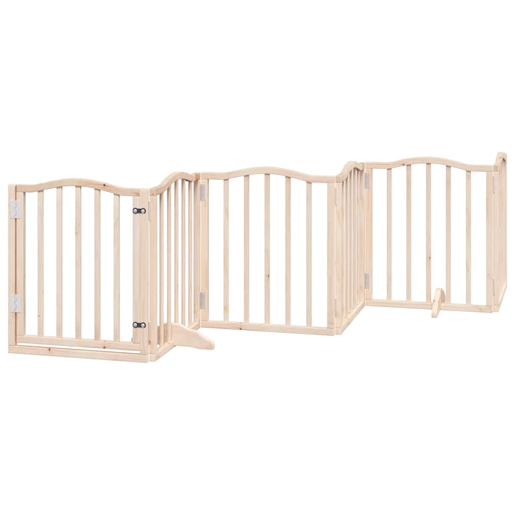 Poartă de câini pliabilă cu ușă, 12 panouri, 600 cm, lemn plop GartenMobel Dekor