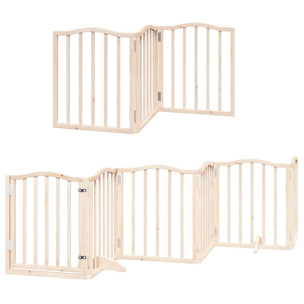 Poartă de câini pliabilă cu ușă, 12 panouri, 600 cm, lemn plop GartenMobel Dekor