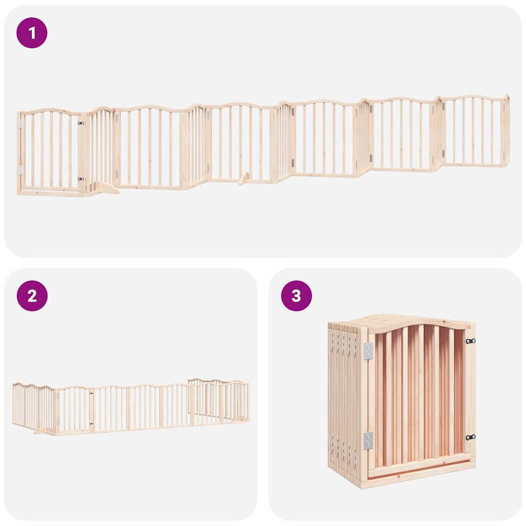 Poartă de câini pliabilă cu ușă, 12 panouri, 600 cm, lemn plop GartenMobel Dekor
