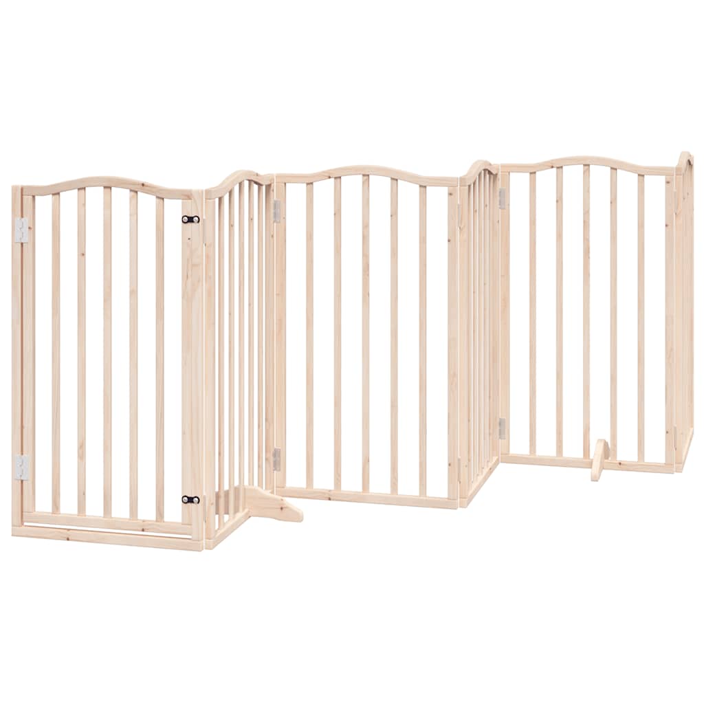Poartă de câini pliabilă cu ușă, 15 panouri, 750 cm, lemn plop GartenMobel Dekor