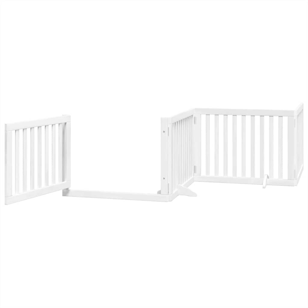 Poartă câini pliabilă cu ușă, 6 panouri, alb, 480 cm, lemn plop GartenMobel Dekor