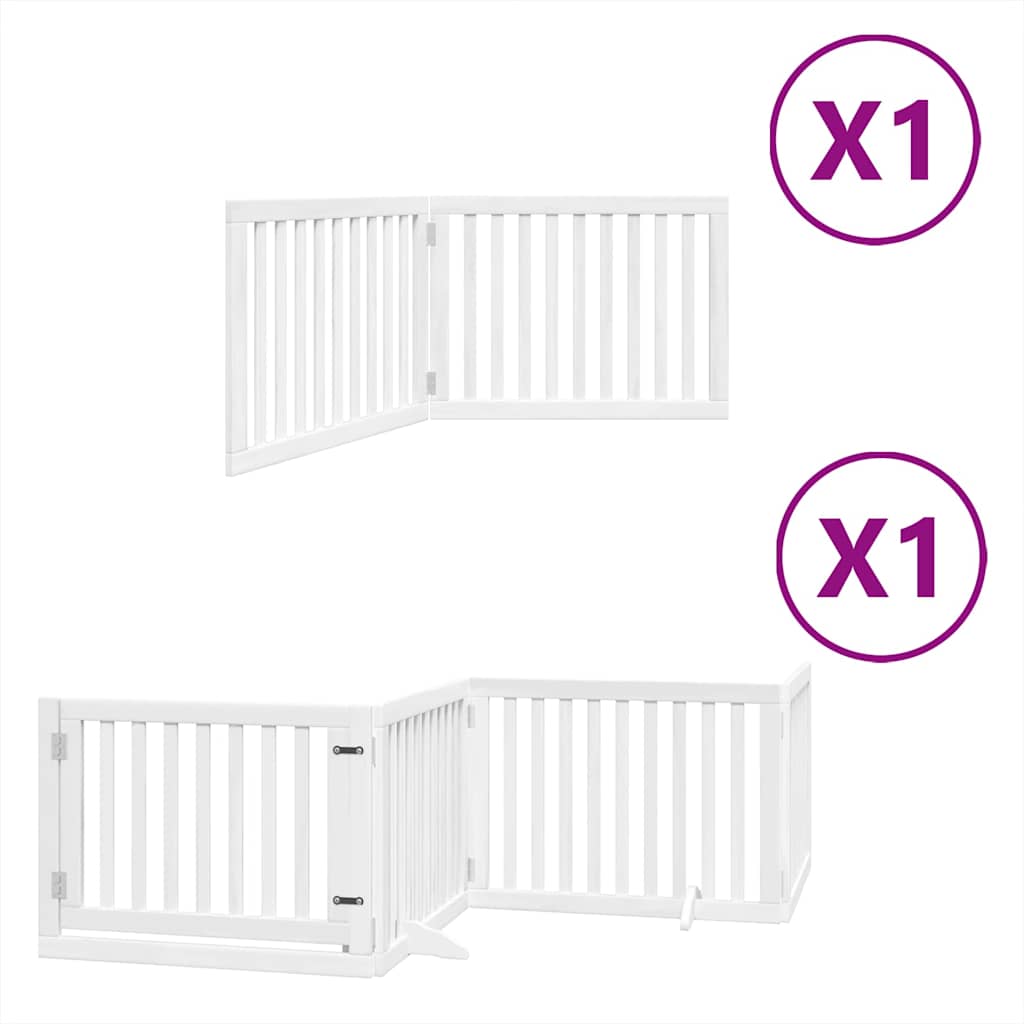 Poartă câini pliabilă cu ușă, 6 panouri, alb, 480 cm, lemn plop GartenMobel Dekor