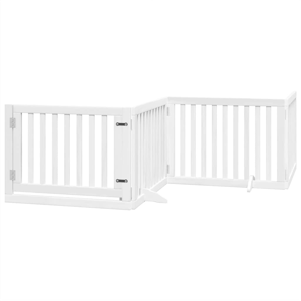 Poartă câini pliabilă cu ușă, 6 panouri, alb, 480 cm, lemn plop GartenMobel Dekor