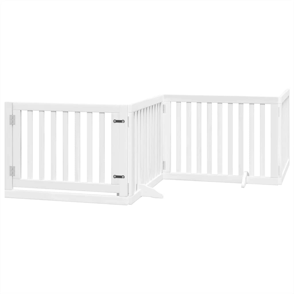 Poartă câini pliabilă cu ușă 10 panouri, alb, 800 cm, lemn plop GartenMobel Dekor