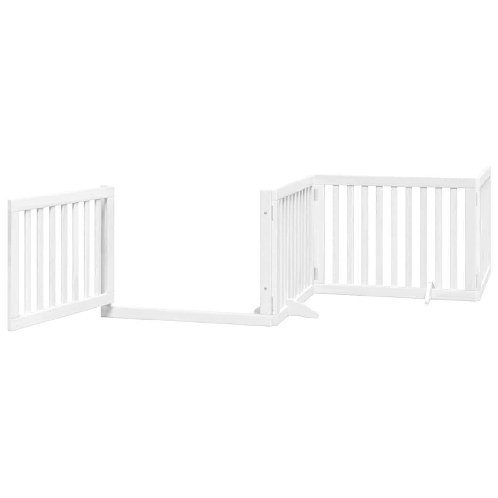 Poartă câini pliabilă cu ușă 10 panouri, alb, 800 cm, lemn plop GartenMobel Dekor