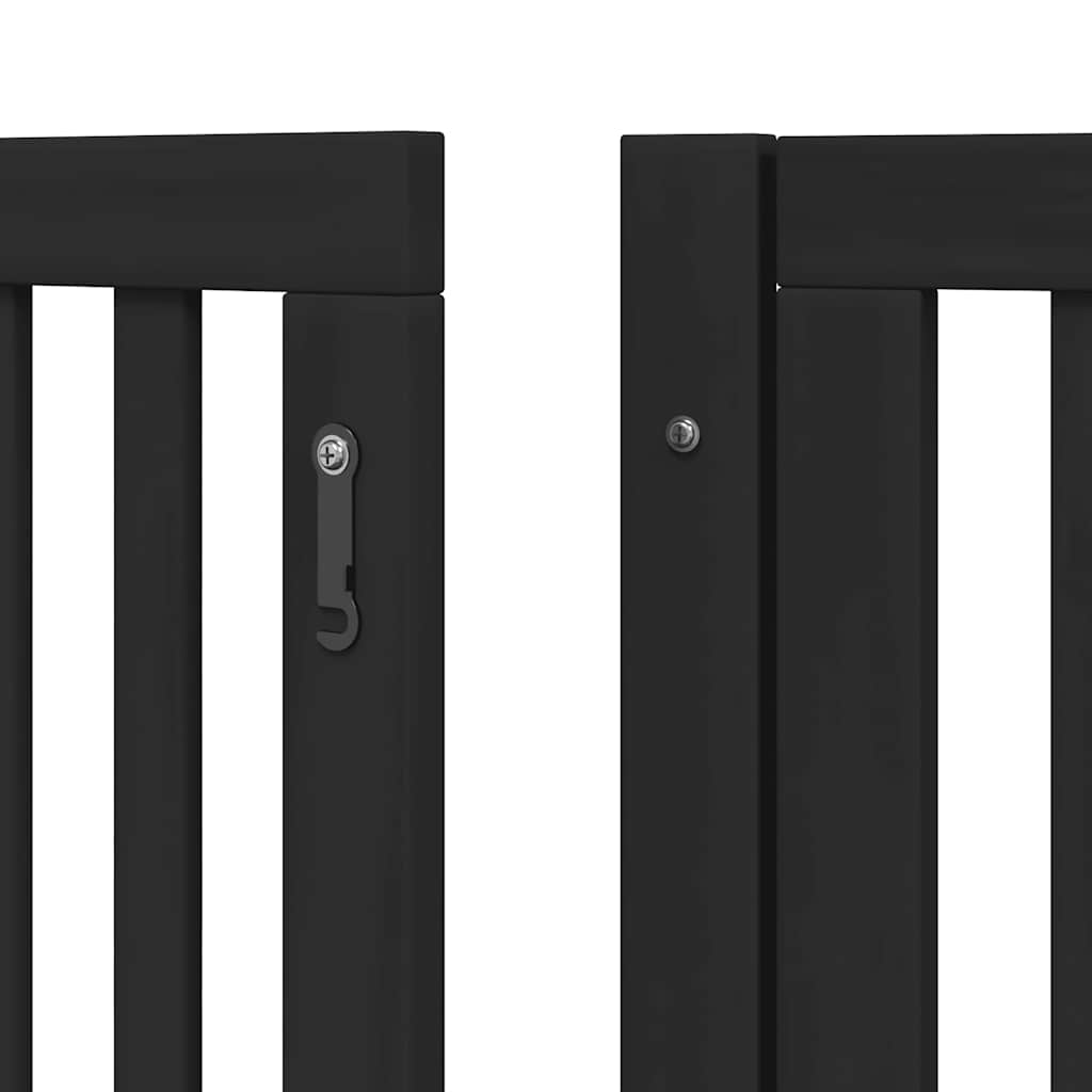 Poartă câini pliabilă cu ușă 10 panouri negru 800 cm, lemn plop GartenMobel Dekor