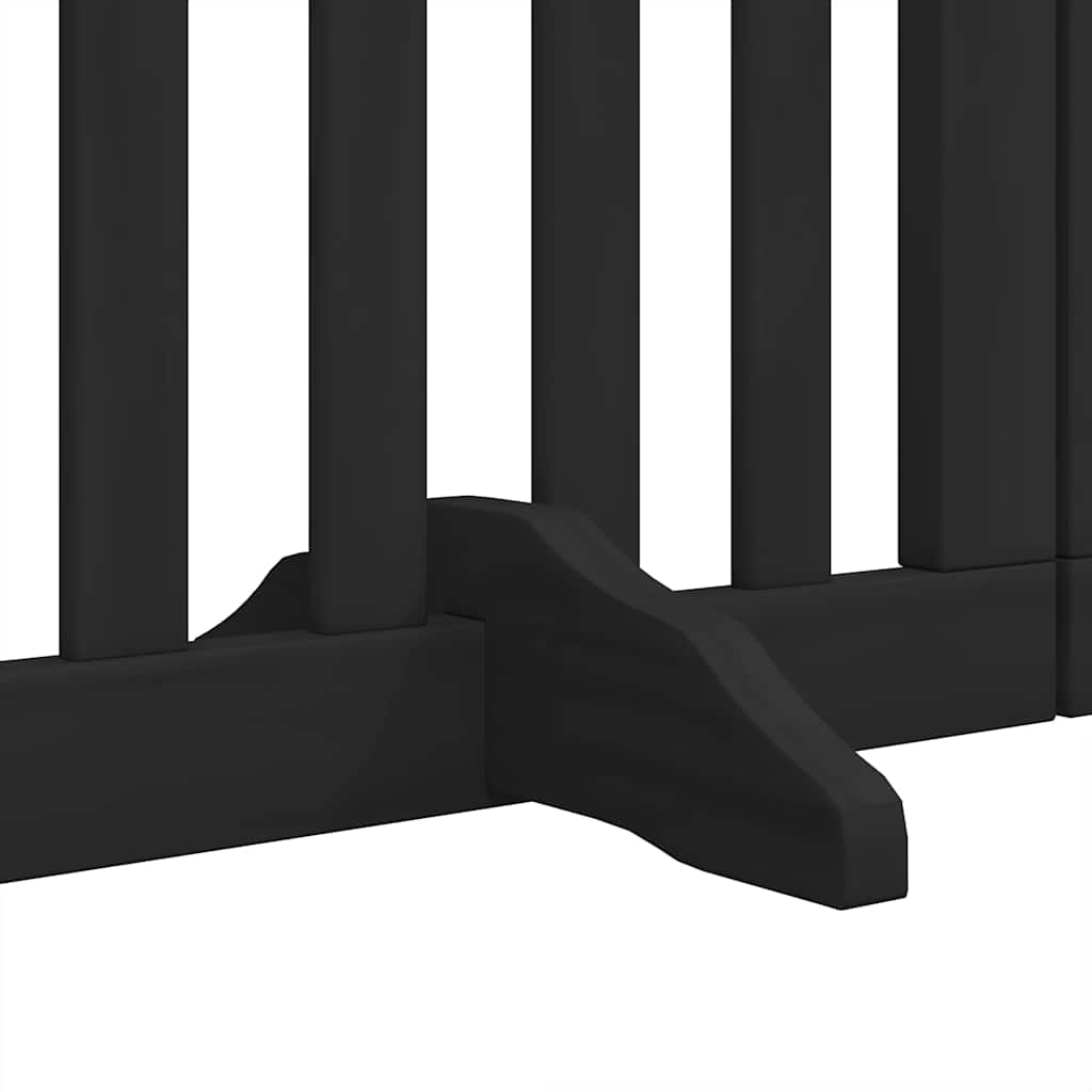 Poartă câini pliabilă cu ușă 12 panouri negru 600 cm, lemn plop GartenMobel Dekor