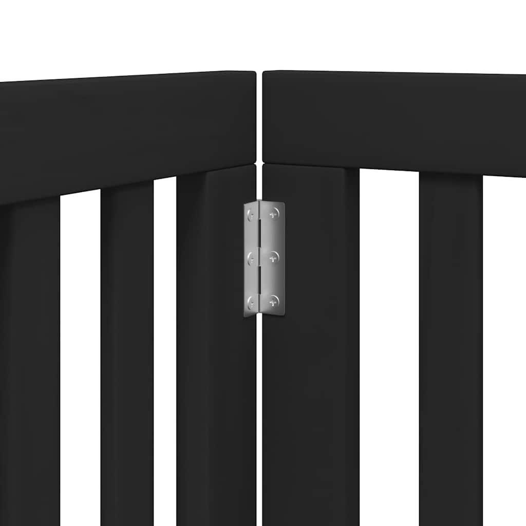 Poartă câini pliabilă cu ușă 12 panouri negru 600 cm, lemn plop GartenMobel Dekor