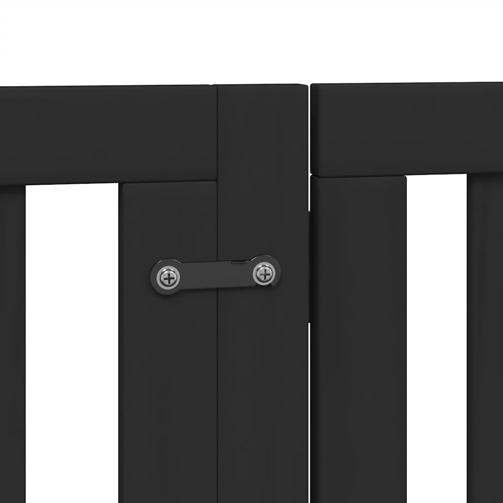 Poartă câini pliabilă cu ușă 12 panouri negru 600 cm, lemn plop GartenMobel Dekor