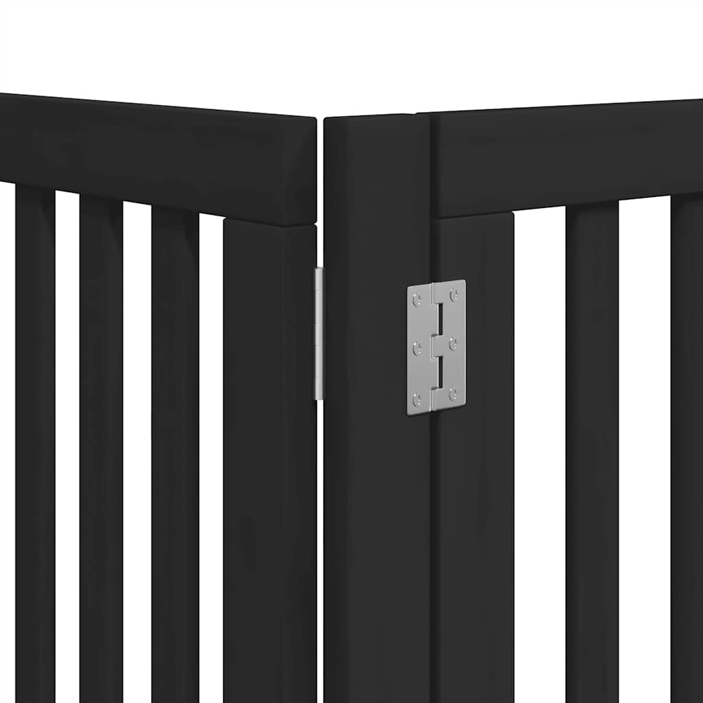 Poartă câini pliabilă cu ușă 12 panouri negru 600 cm, lemn plop GartenMobel Dekor