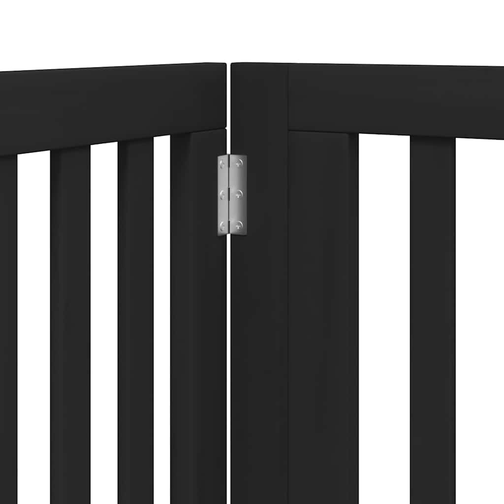 Poartă câini pliabilă cu ușă 12 panouri negru 960 cm, lemn plop GartenMobel Dekor