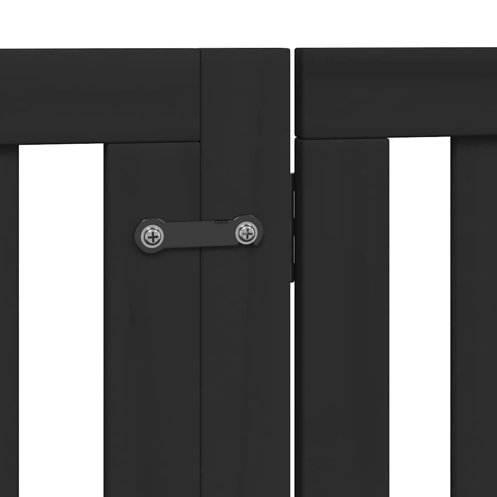 Poartă câini pliabilă cu ușă 12 panouri negru 960 cm, lemn plop GartenMobel Dekor