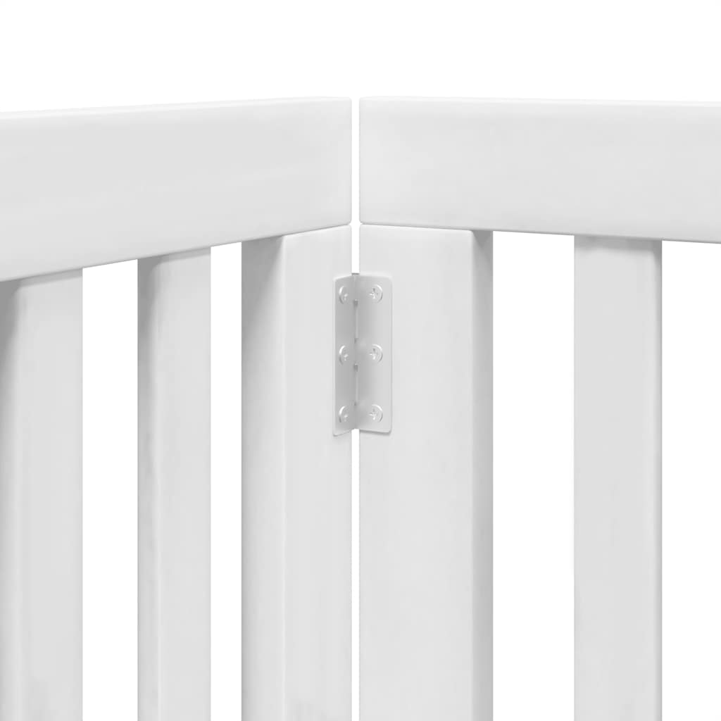 Poartă câini pliabilă cu ușă 15 panouri, alb, 750 cm, lemn plop GartenMobel Dekor