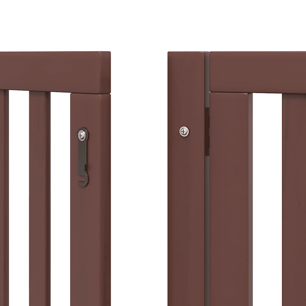 Poartă câini pliabilă cu ușă 15 panouri maro 750 cm, lemn plop GartenMobel Dekor