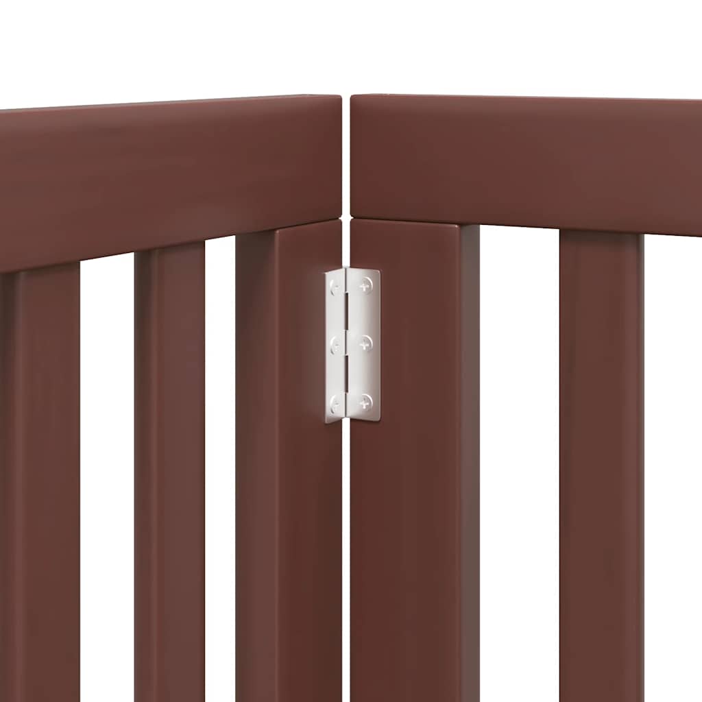 Poartă câini pliabilă cu ușă 15 panouri maro 750 cm, lemn plop GartenMobel Dekor