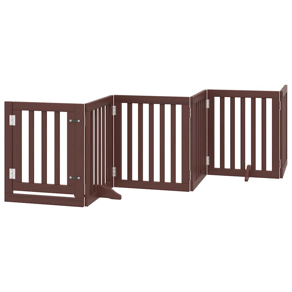 Poartă câini pliabilă cu ușă 15 panouri maro 750 cm, lemn plop GartenMobel Dekor