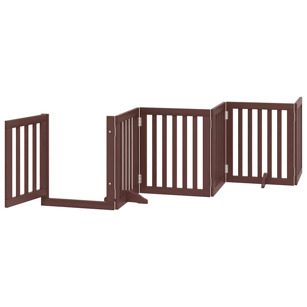 Poartă câini pliabilă cu ușă 15 panouri maro 750 cm, lemn plop GartenMobel Dekor