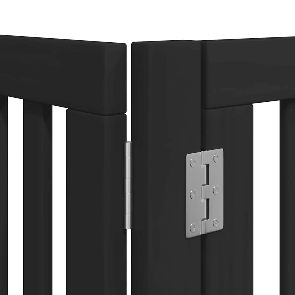 Poartă câini pliabilă cu ușă 8 panouri negru 640 cm, lemn plop GartenMobel Dekor