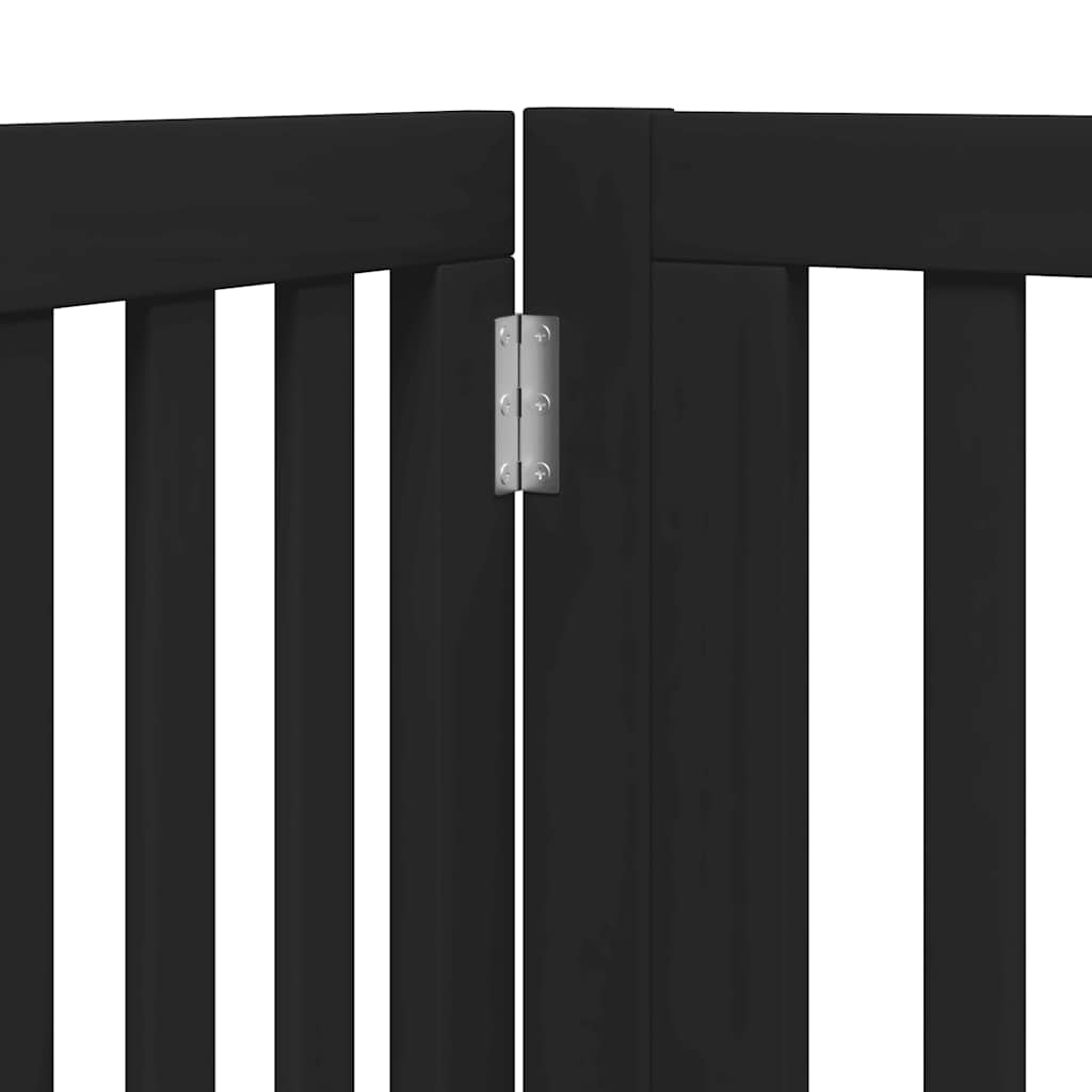 Poartă câini pliabilă cu ușă 8 panouri negru 640 cm, lemn plop GartenMobel Dekor