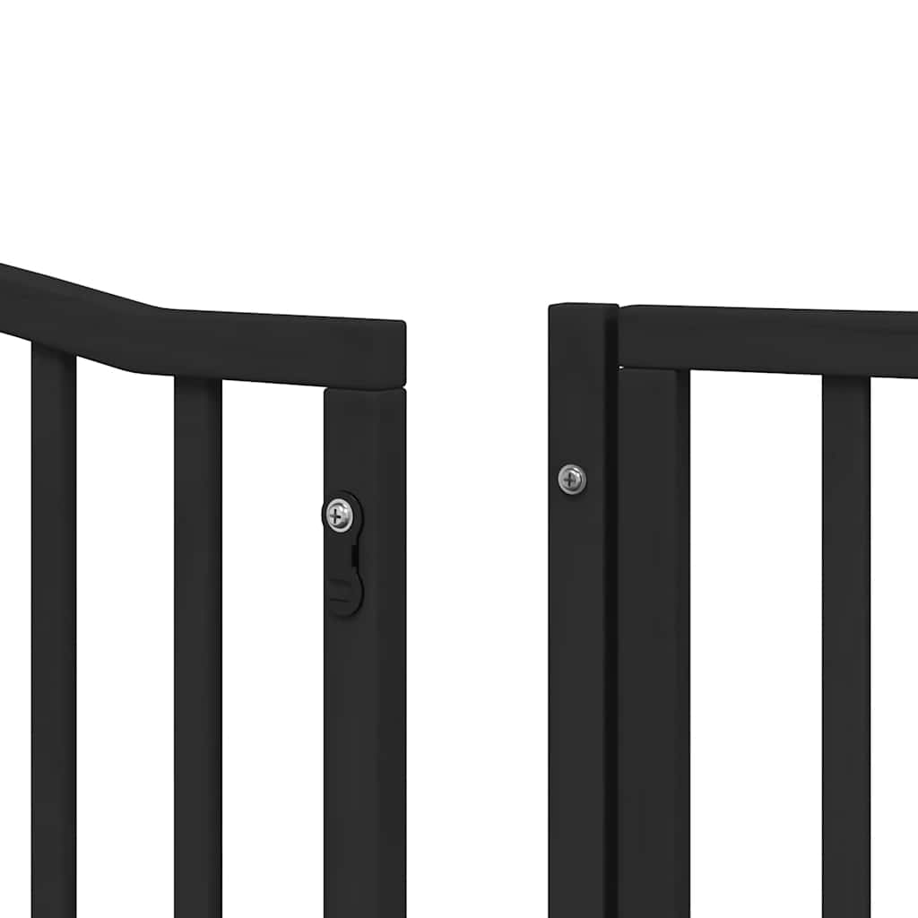 Poartă câini pliabilă cu ușă 8 panouri negru 640 cm, lemn plop GartenMobel Dekor