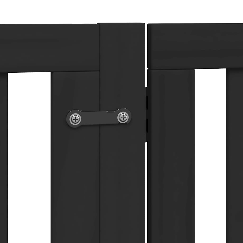 Poartă câini pliabilă cu ușă 8 panouri negru 640 cm, lemn plop GartenMobel Dekor