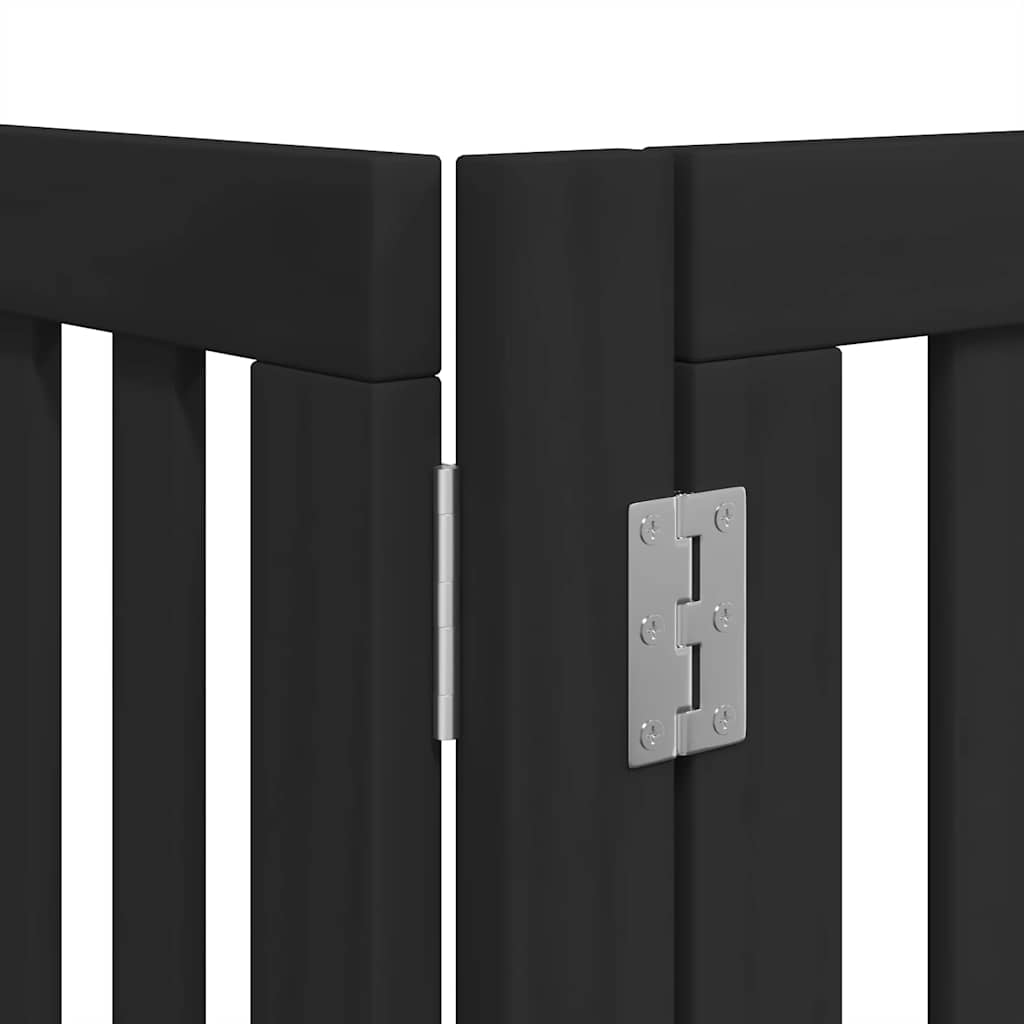 Poartă câini pliabilă cu ușă 8 panouri negru 640 cm, lemn plop GartenMobel Dekor