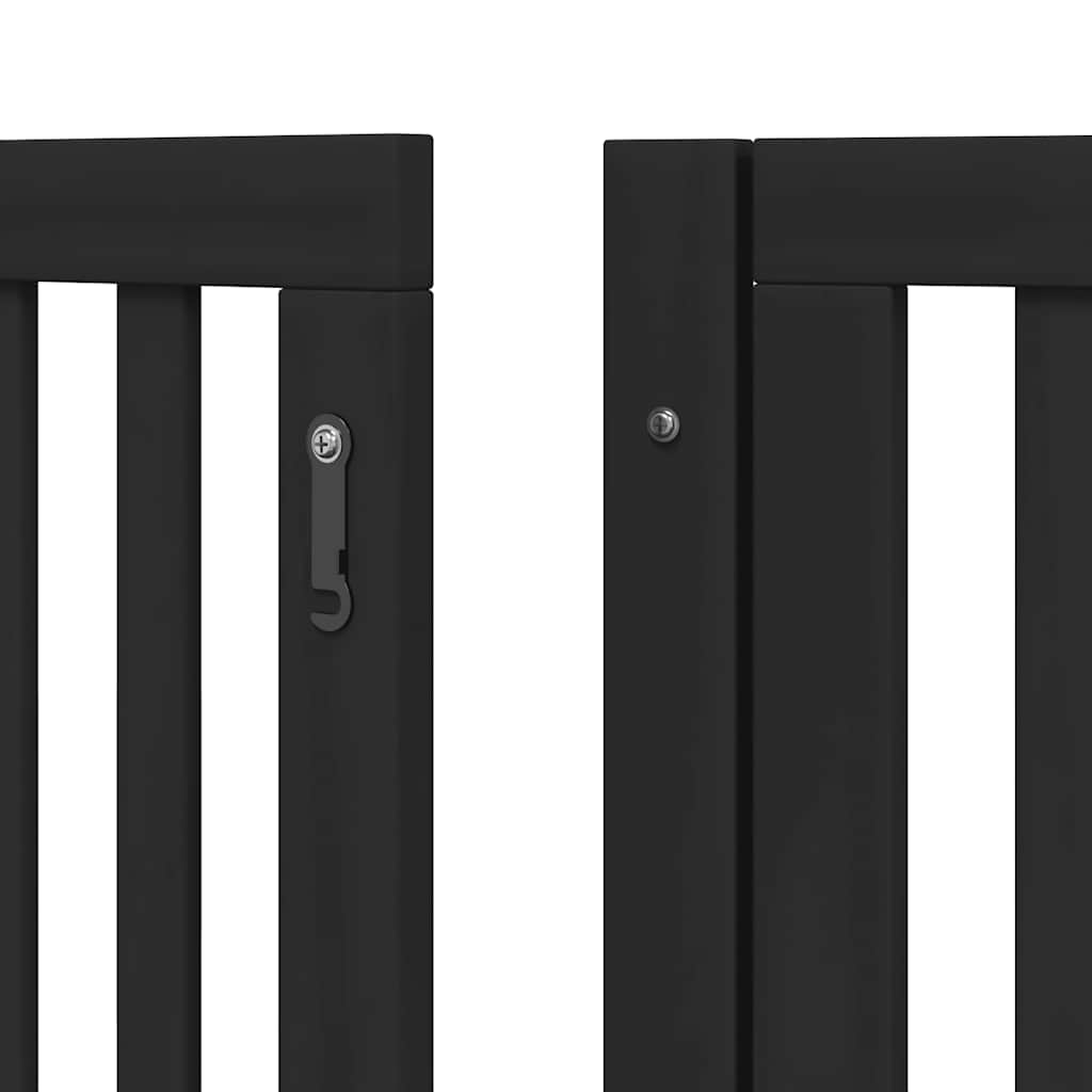 Poartă câini pliabilă cu ușă 8 panouri negru 640 cm, lemn plop GartenMobel Dekor