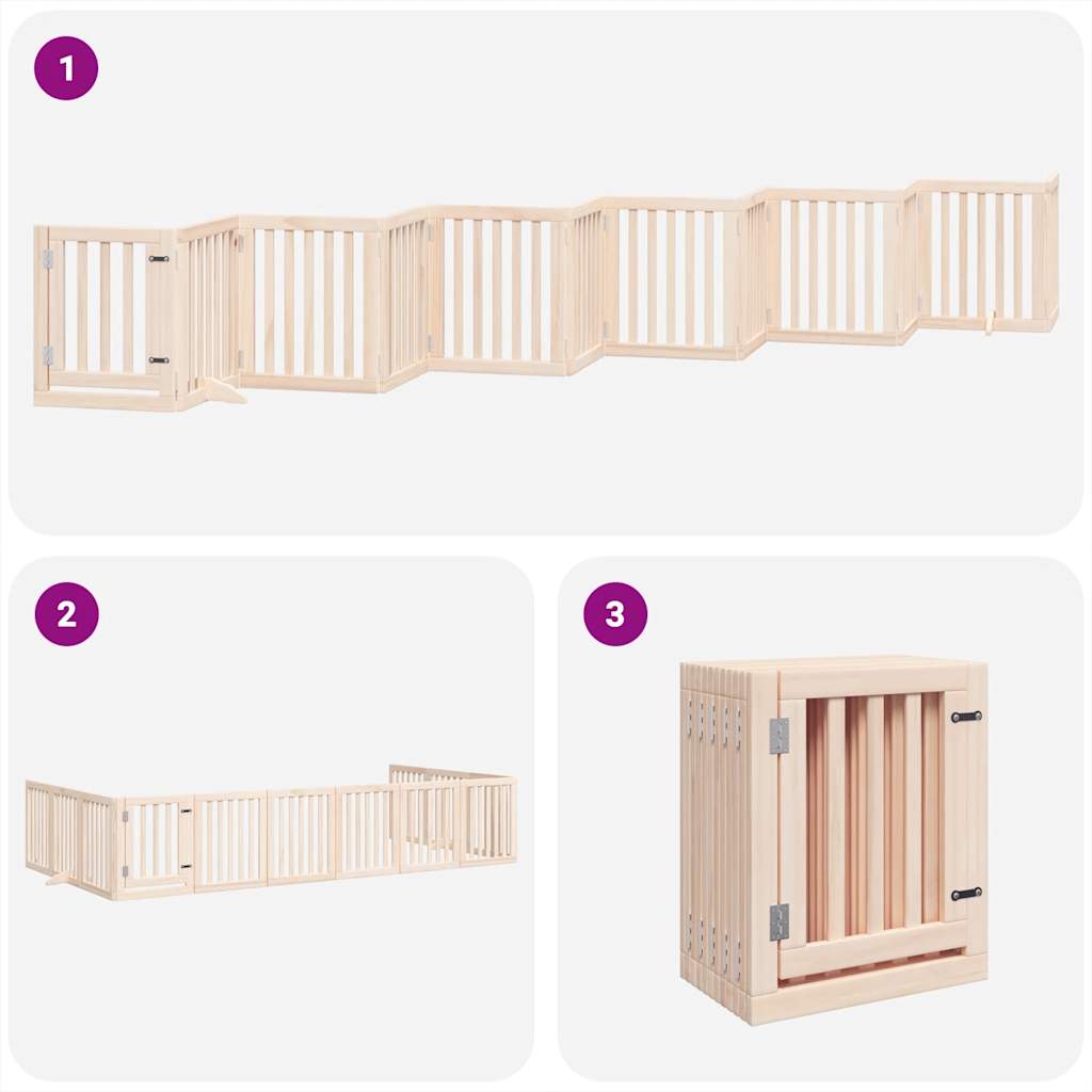 Poartă de câini pliabilă cu ușă, 12 panouri, 600 cm, lemn plop GartenMobel Dekor