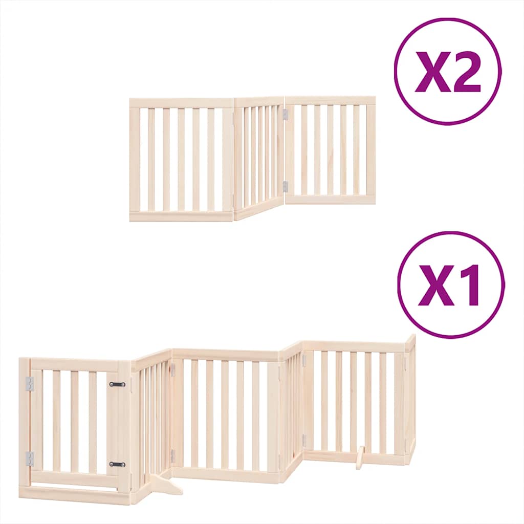 Poartă de câini pliabilă cu ușă, 12 panouri, 600 cm, lemn plop GartenMobel Dekor