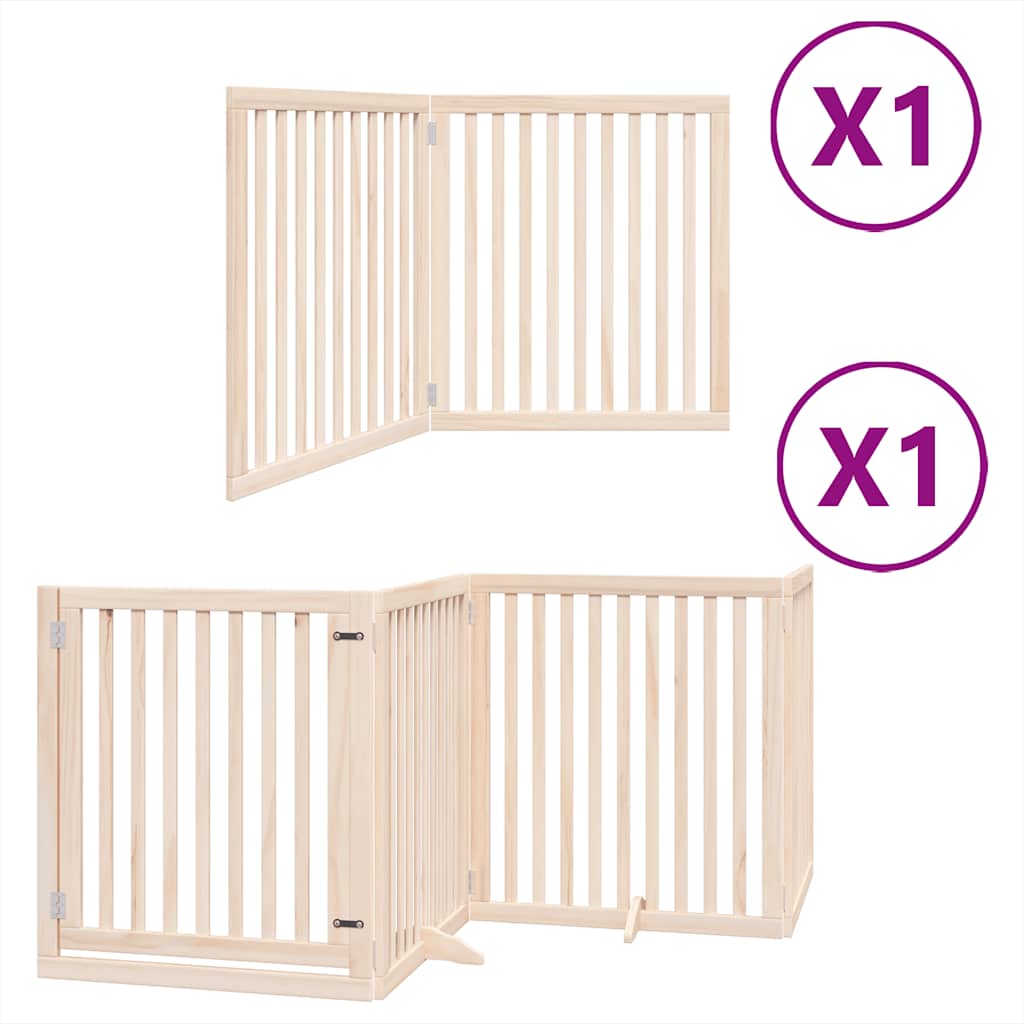 Poartă de câini pliabilă cu ușă, 6 panouri, 480 cm, lemn plop GartenMobel Dekor
