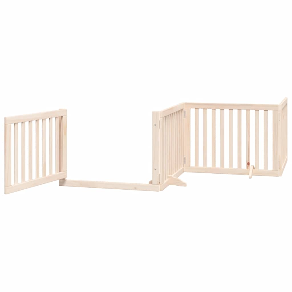 Poartă de câini pliabilă cu ușă, 8 panouri, 640 cm, lemn plop GartenMobel Dekor