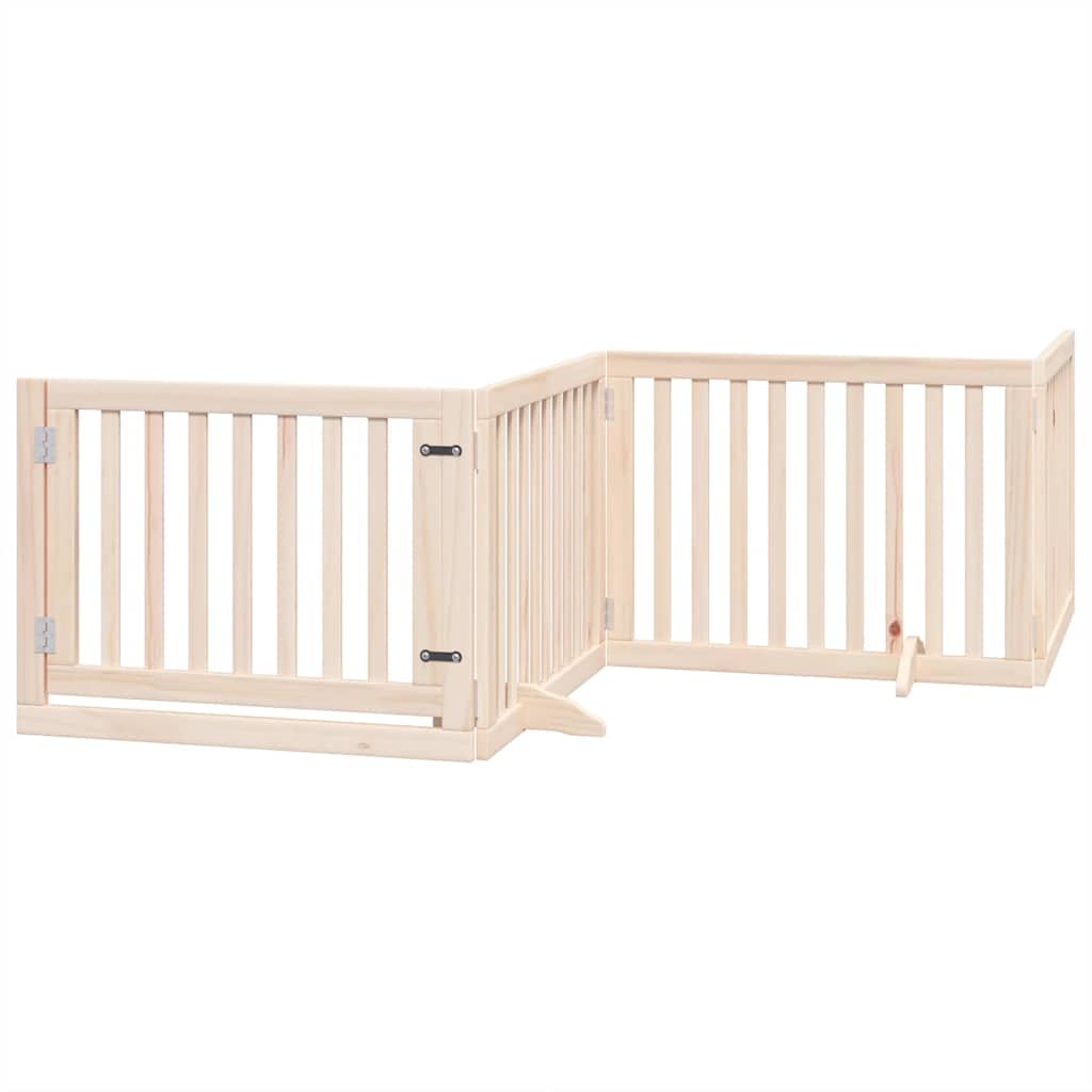 Poartă de câini pliabilă cu ușă, 8 panouri, 640 cm, lemn plop GartenMobel Dekor