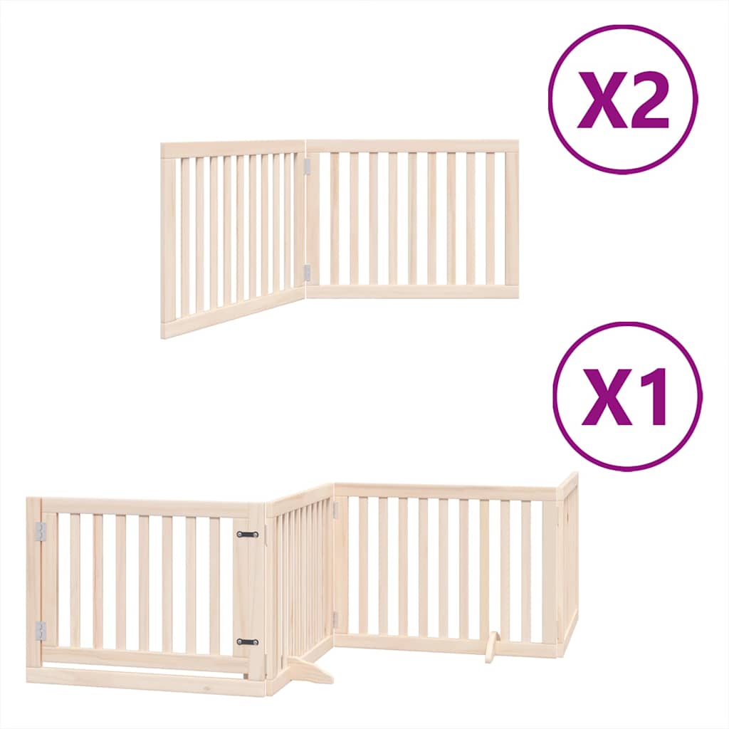 Poartă de câini pliabilă cu ușă, 8 panouri, 640 cm, lemn plop GartenMobel Dekor