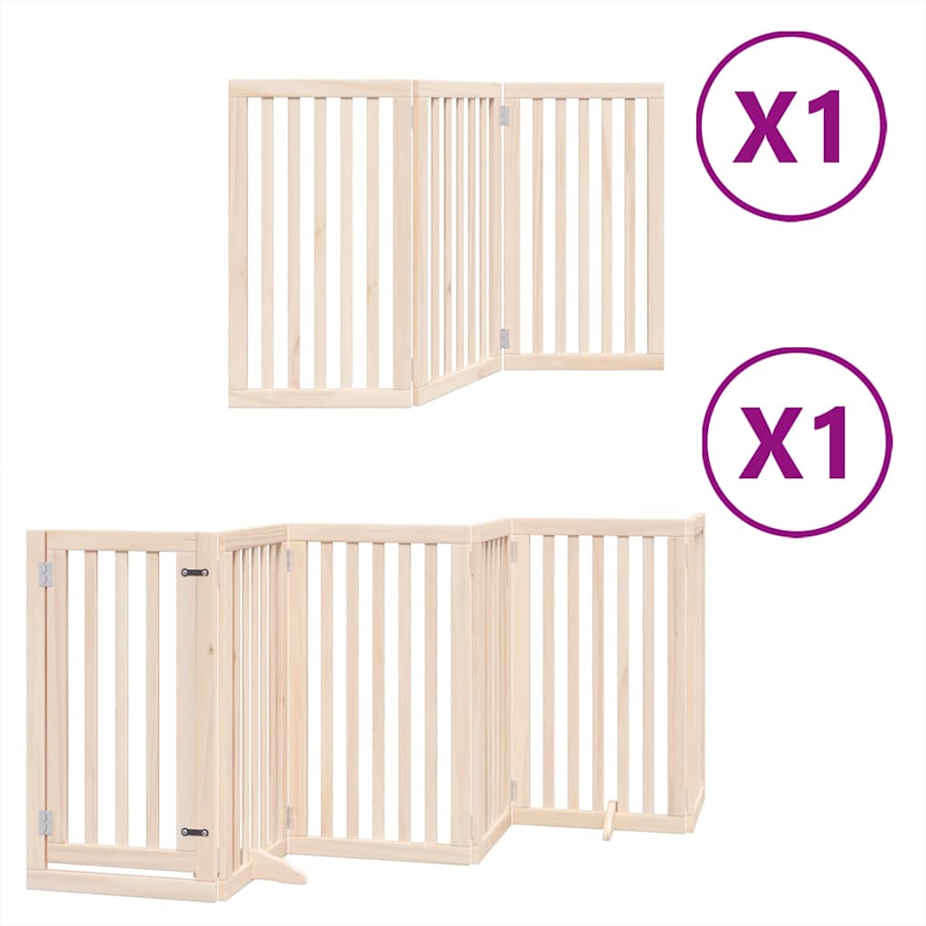 Poartă de câini pliabilă cu ușă, 9 panouri, 450 cm, lemn plop GartenMobel Dekor