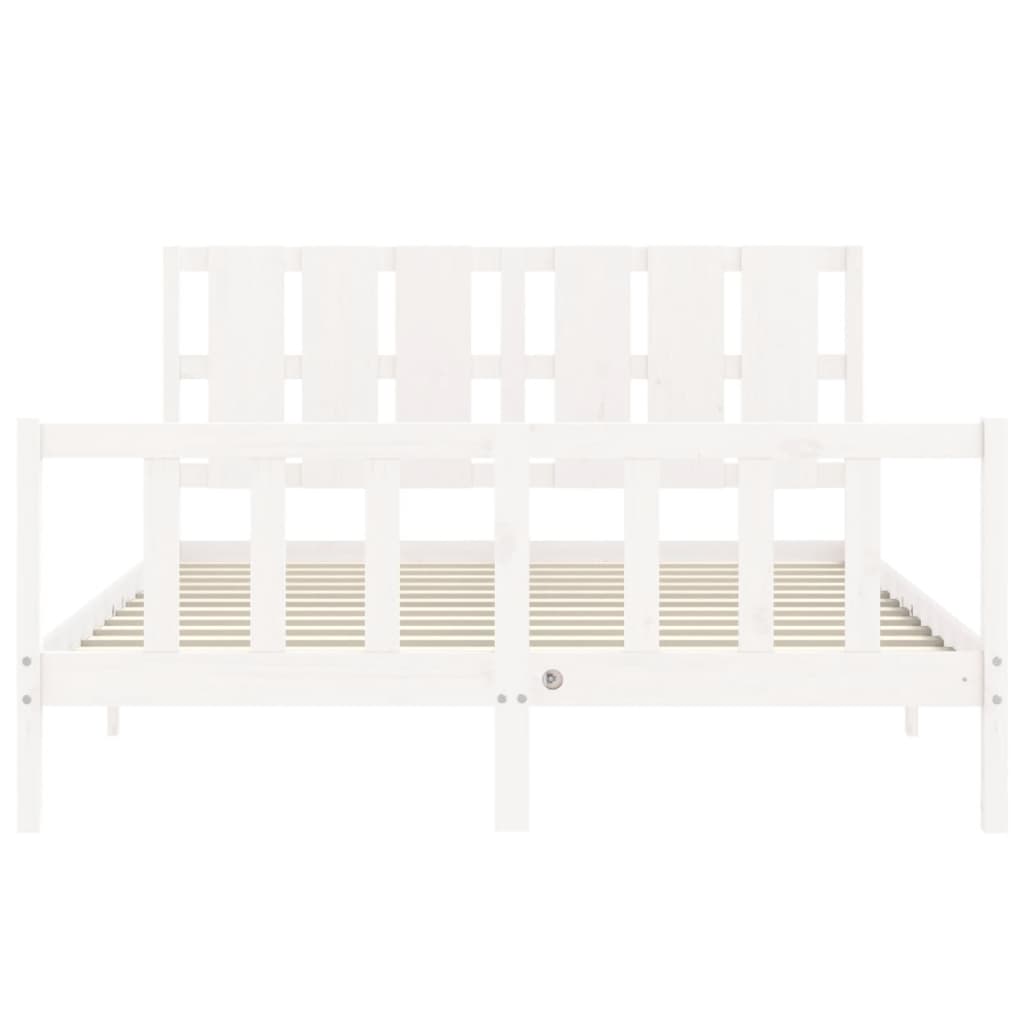 Cadru de pat fără saltea, alb, 160x200 cm, lemn masiv pin GartenMobel Dekor