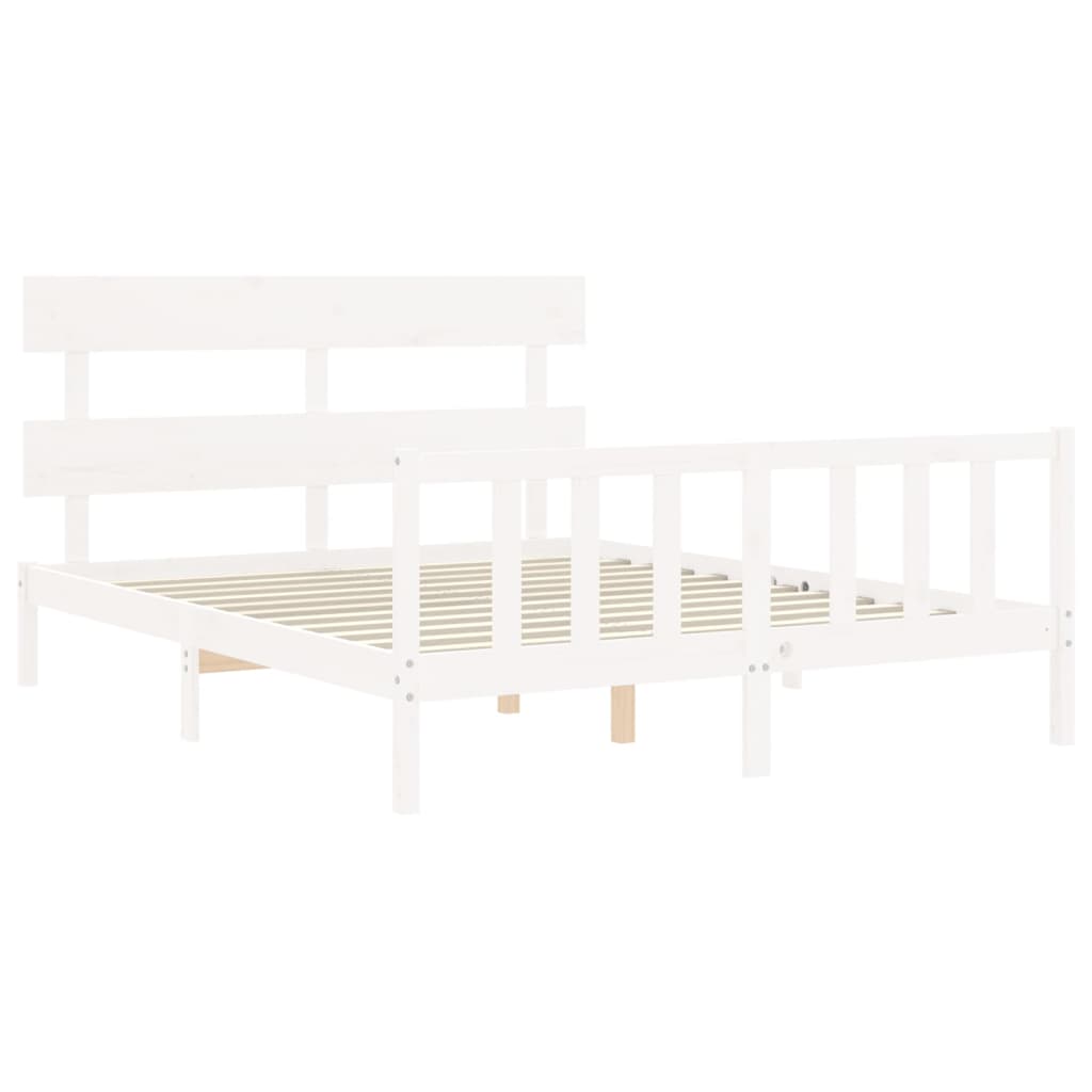 Cadru de pat fără saltea, alb, 160x200 cm, lemn masiv pin GartenMobel Dekor