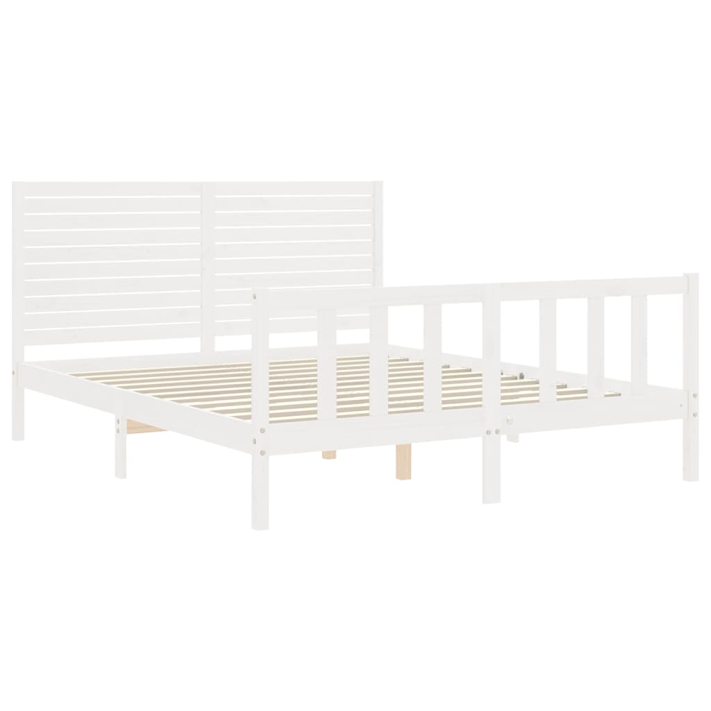 Cadru de pat fără saltea, alb, 160x200 cm, lemn masiv pin GartenMobel Dekor