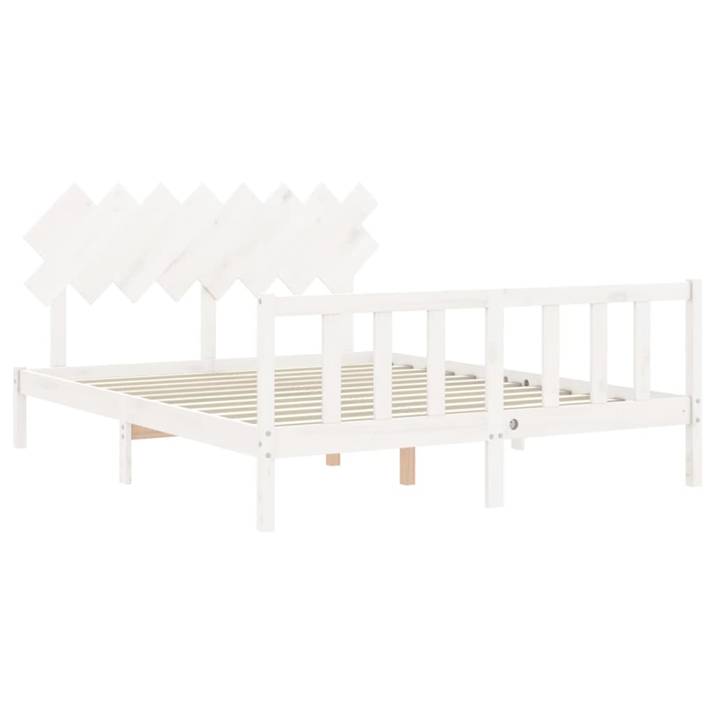 Cadru de pat fără saltea, alb, 160x200 cm, lemn masiv pin GartenMobel Dekor