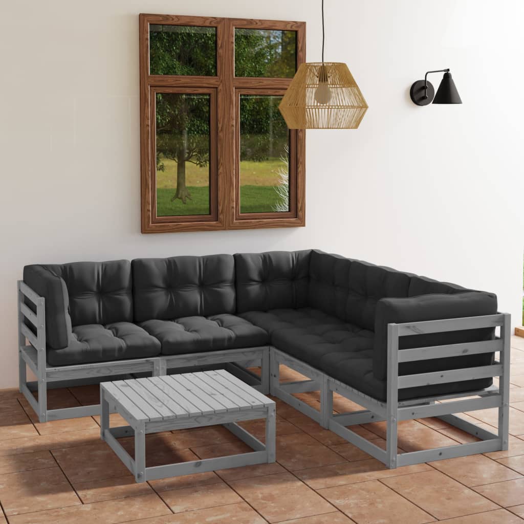 Set mobilier de grădină cu perne, 6 piese, lemn masiv de pin GartenMobel Dekor