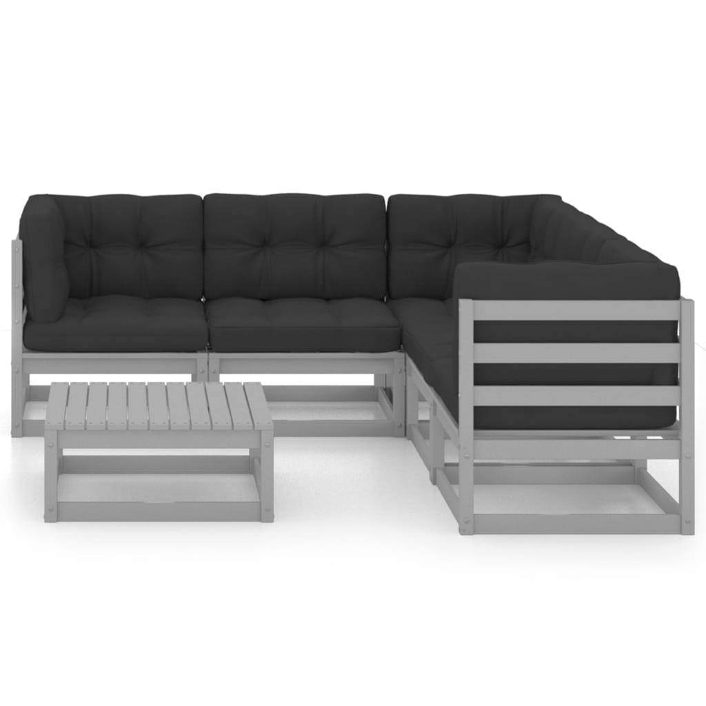 Set mobilier de grădină cu perne, 6 piese, lemn masiv de pin GartenMobel Dekor