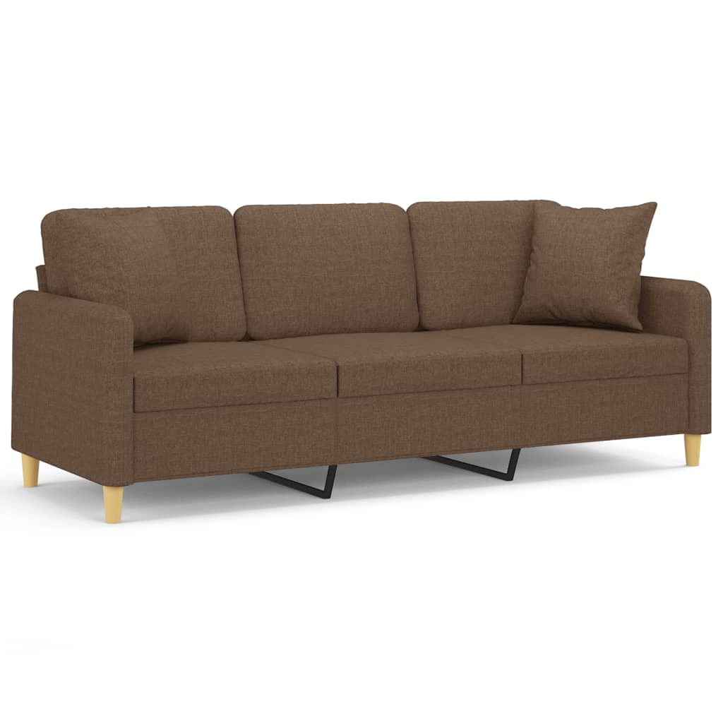 Canapea cu 3 locuri cu pernuțe, maro, 180 cm, textil GartenMobel Dekor