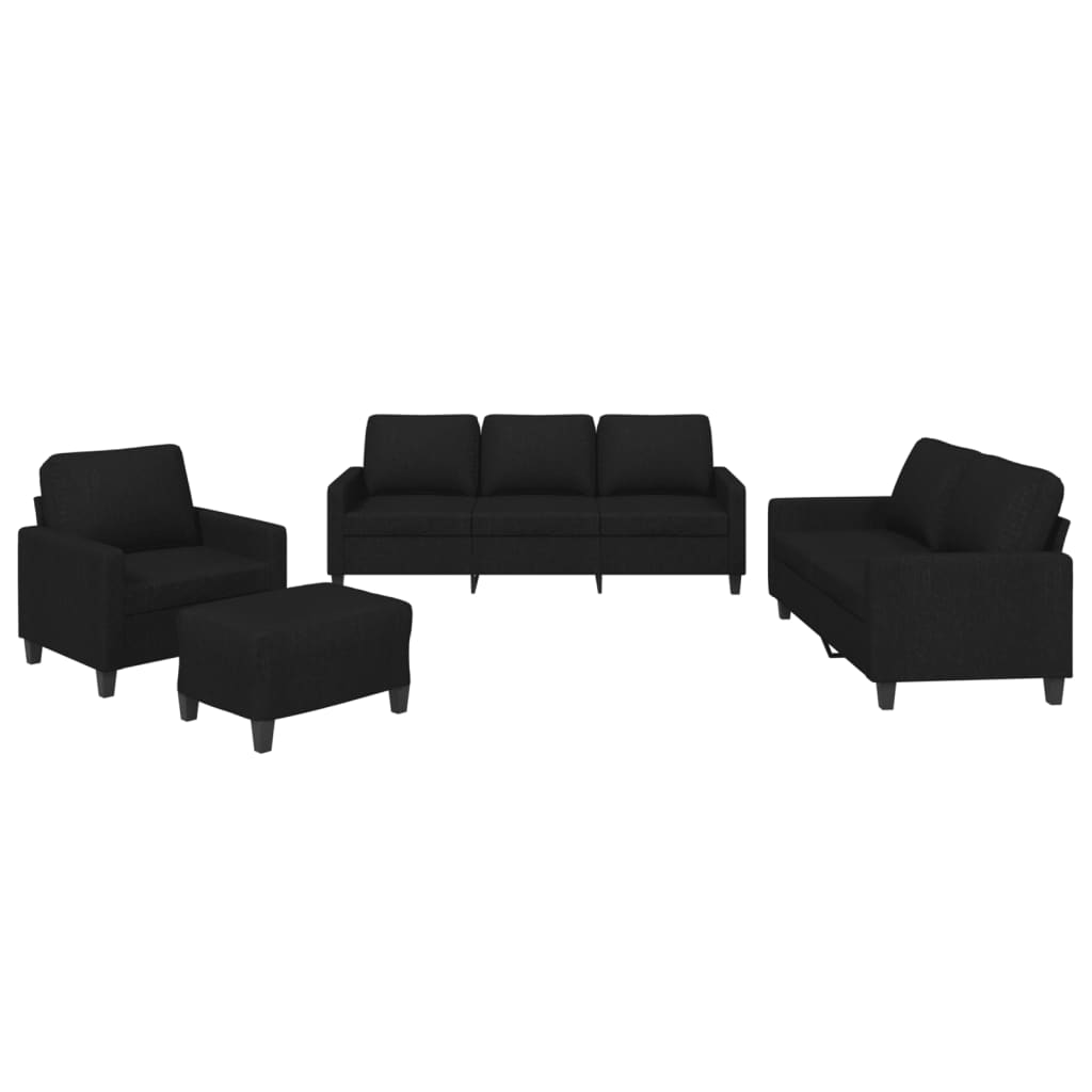 Set de canapele cu perne, 4 piese, negru, textil GartenMobel Dekor
