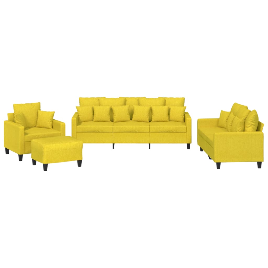 Set de canapele cu perne, 4 piese, galben deschis, textil GartenMobel Dekor