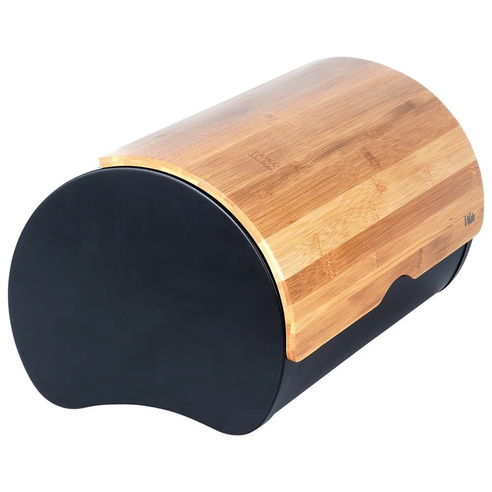 Cutie pentru Pâine Oțel-Lemn Negru 38x24x20cm Handy KitchenServ